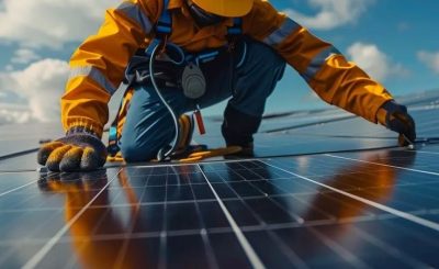 Serviços de Energia Solar em Goiás - Profissional especializado instalando sistema fotovoltaico.